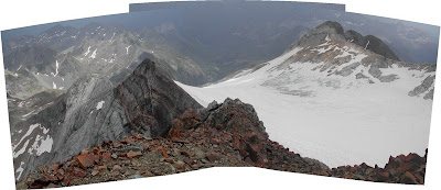 Glaciar de Ossoue desde cumbre,al fondo Bayssellance y Hourquette de Ossuoue