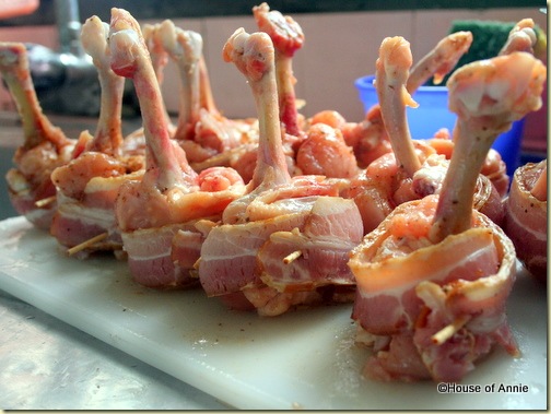 chicken lollipops wrapped in bacon