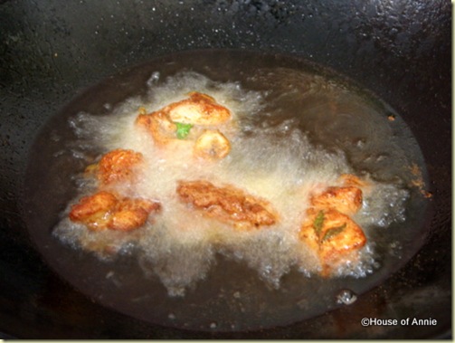 frying belacan chicken