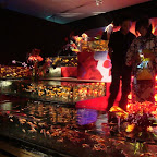Peces koi en una exhibición de la belleza tanto del pez como de las flores japonesas. Y de paso como lo moderno se cruza con lo tradicional gracias a la chica del celular.