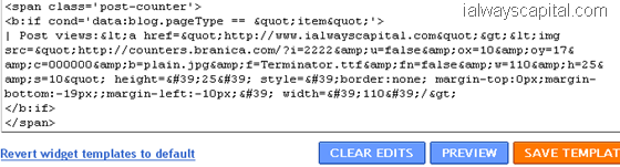 Blogger Post views counter code