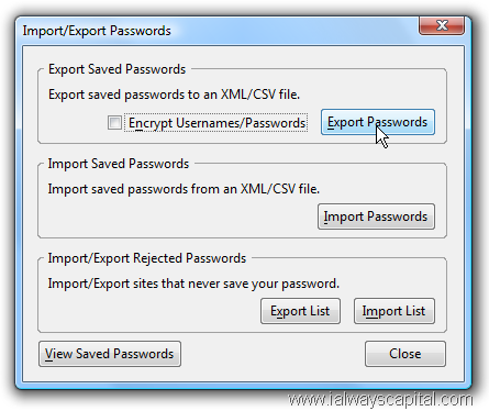 Mozilla Firefox Import Export Passwords