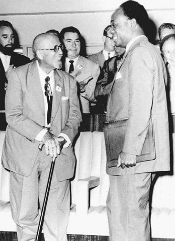 Kwame Nkrumah and W. E. B. Du Bois, Ghana, 1962. Kwame Nkrumah (second from right), president of Ghana, converses with the American scholar and exponent of Pan-Africanism W. E. B. Du Bois shortly before the opening of the World Peace Conference in Accra, Ghana, on June 21, 1962. 
