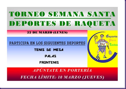 CARTEL TORNEO DEPORTES RAQUETA