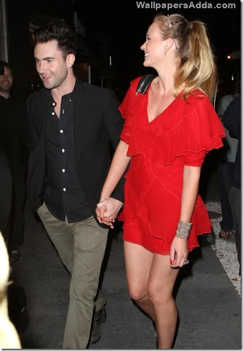 Maroon 5 frontman Adam Levine and his model girlfriend Anne Vyalitsyna seen