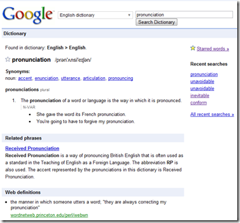 Google dictionary