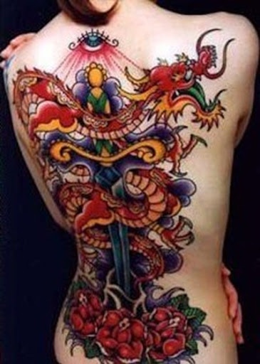 Japanese Dragon Tattoo On The Back Body Picture 3