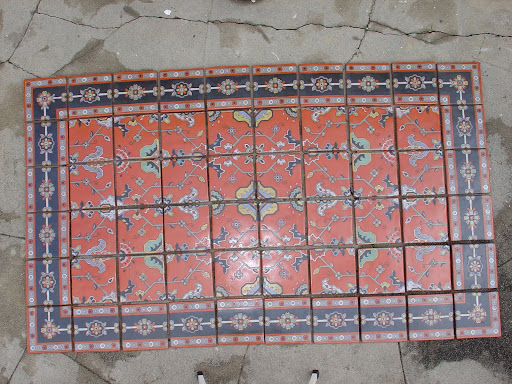blue and white hand painted tiles