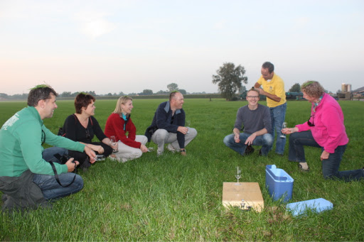 Ballonvaren met 6 personen van Ede naar Lunteren.