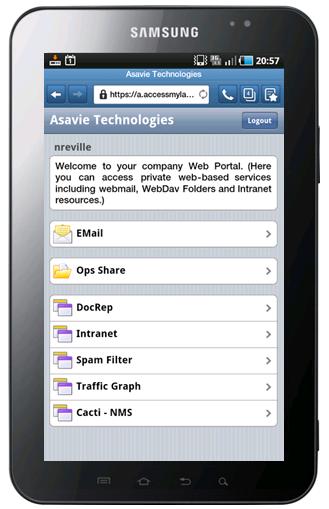 Samsung Galaxy tab and AccessMyLan
