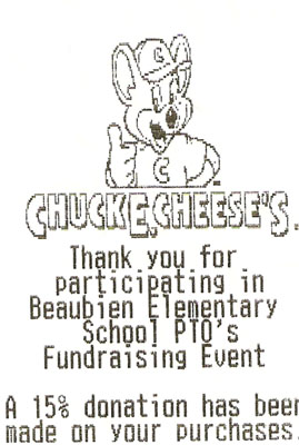 chuckee cheeses fundraising