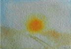 006 - Soleil couchant sur les dunes -1989<br />
18 x 125 - Aquarelle