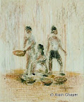 073 - Les Petits Vendeurs - 1996<br />
24 x 30 - Craie sur carton