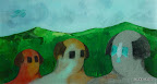 206 - Blue Eyes - 2008<br />
55 x 30 - Acrylique sur résine précieuse - Technique du fixé