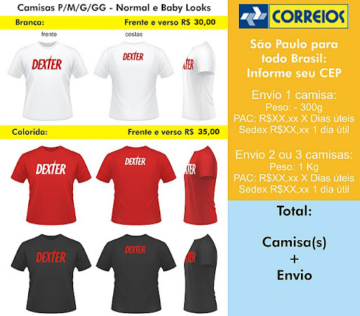 Camisa Dexter Morgan Showtime - Serial Killer- Layout - Peços e envio Correios Camisa Dexter Morgan Showtime - Serial Killer- Layout - Peços e envio Correios