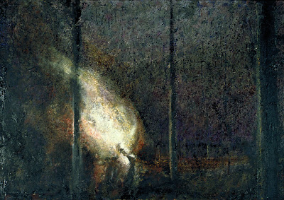 "Bonfire," 1998, oil on paper over panel, 24"x34"