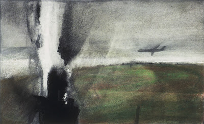 "Visit," 2004, raw pigment and pastel on paper, 16"x26"