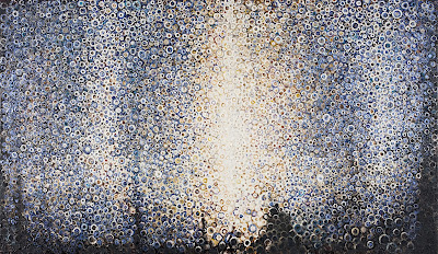 "Transfigured," 2008, oil and iridescence on linen, 28"x48"