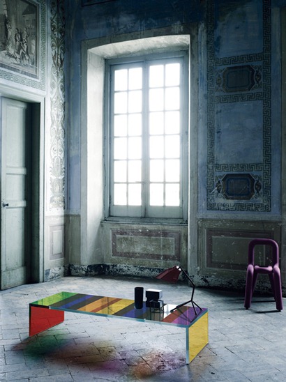 Mesa de vidro colorido