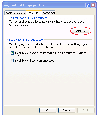 Windows XP text services and input languages