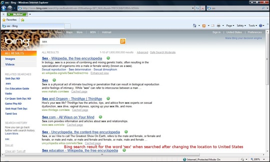 Bing Censor US