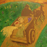 Detail of rider bringing the 7 species to Jerusalem: Wheat, Barley, Pomegranate, Figs, Dates, Olives and Grapes