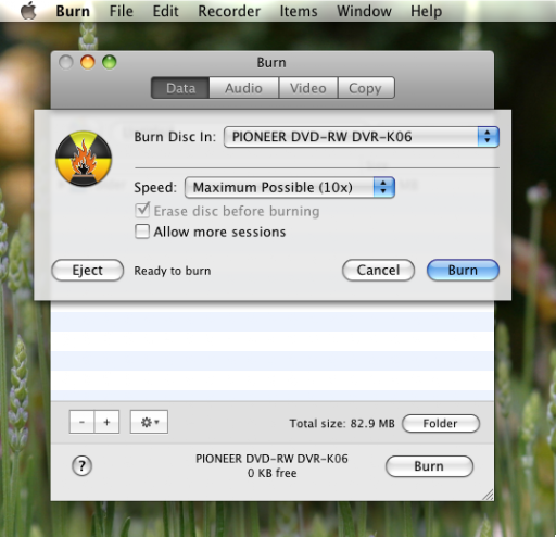 burnsheetburndialog burnsheetburndialog Burning CD and DVD on Mac OS X with the Burn