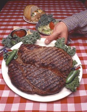 76-ounce steak at the Big Texan Steak House in Amarillo, Texas