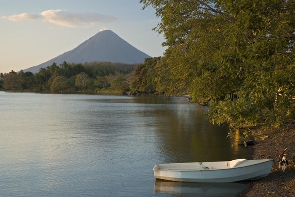 Boat on Lago de Nicaragua with Volc