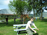 Yes E had just jumped over the bench