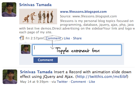 Facebook like multi Toggle Comment Box with  jQuery and PHP.