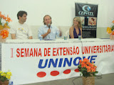 O prefeito eleito Rodrigo Agostinho participando da solenidade de abertura da II Semana de Extensão Universitária da Uninove Bauru.