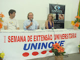 O prefeito eleito Rodrigo Agostinho participando da solenidade de abertura da II Semana de Extensão Universitária da Uninove Bauru.