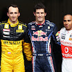 Robert Kubica (s), Mark Webber (c), Lewis Hamilton (d)