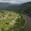 View from the tallest tower of the Strecno Castle (Strecno, Slovakia): the village of Strecno, the Vah river and the Krivanska Mala Fatra Mountains