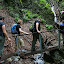 Ascending the ladders in the Horne Diery Canyon (Mala Fatra National Park, Slovakia)