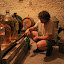Svaty Jur (Slovakia). My friend Brano siphoning off some of his wine for us to take to the US.