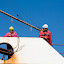 The crew of Atlantic Huron in Welland Canal in St. Catharines (Ontario, Canada)