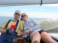 2009 Race Events / Colors 2009, Sunday:  Lior and Amy on Vayu on the way back to the harbor