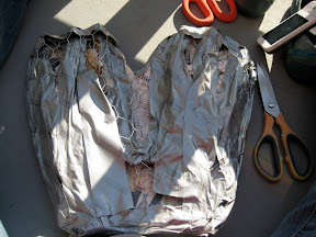 For the feet we stuffed chicken wire with newspaper and added our best attempt at ridges with more chicken wire and duct tape.