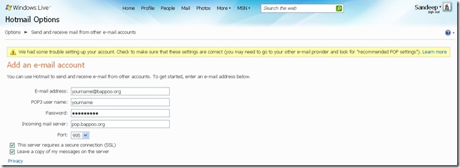 Hotmail POP3