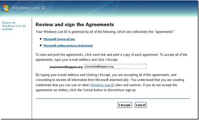 live id agreements