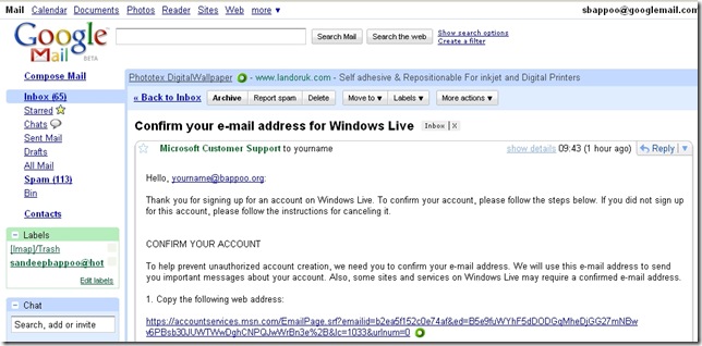 live id email in gmail