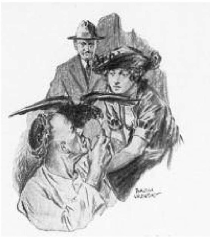 Illustration from a scene in Dope (1919): " 'Are you ready for us, Sin?' asked Sir Lucien." 