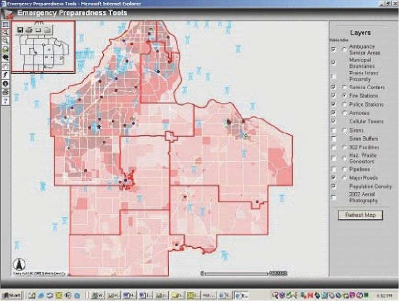 Internet-based GIS emergency preparedness application