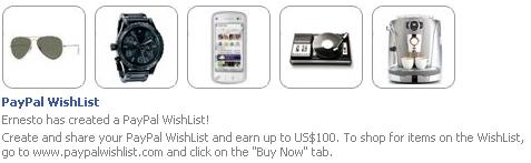 Paypal wishlist