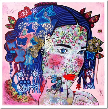 Hickey, S. 2010. Geisha Girl with Butterfly Clips, 90 x 90cm, acrylic, oil and mixed media on canvas 4