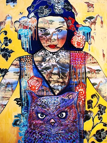 [Hickey,S. 2010. The Watching Huntress - Can see the Meat for the Trees, 100 x 140cm, oil acrylic and mixed media on canvas 2[5].jpg]