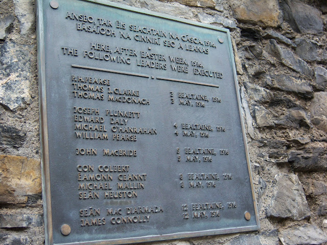 Memorial plaque of the leaders killed after the Rising at Kilmainham Gaol