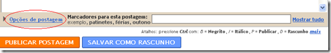 Opções de postagem